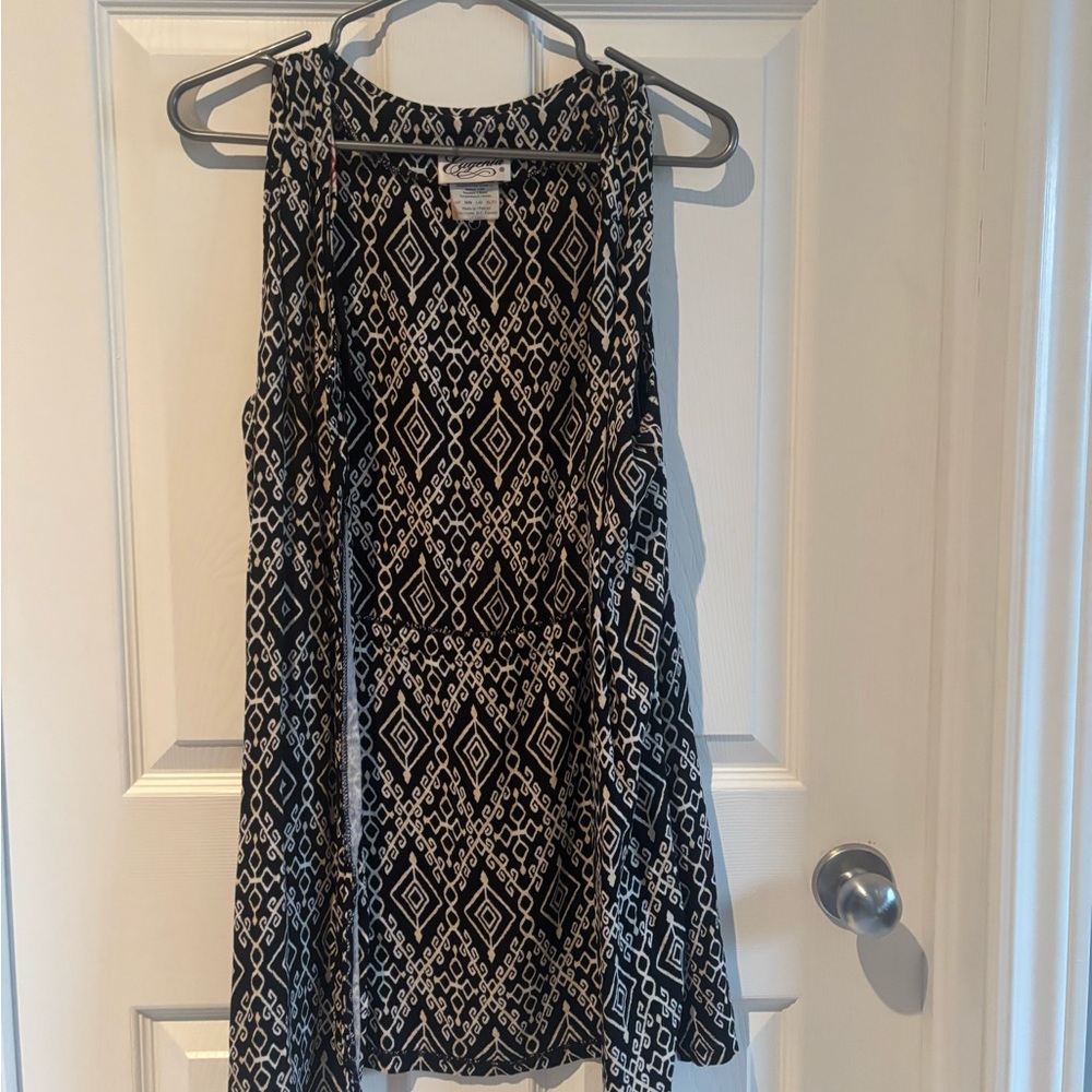 Eugenia Black and White Geometric Tank vest with back tie